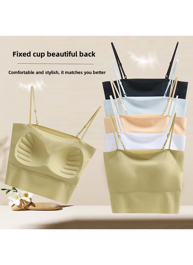 Generic - Seamless One-Piece Summer Sports Tube Top Vest Womens Underwear Air Fixed Cup Beautiful Back Comfortable No Walk Light Sporty Style White - Image 1