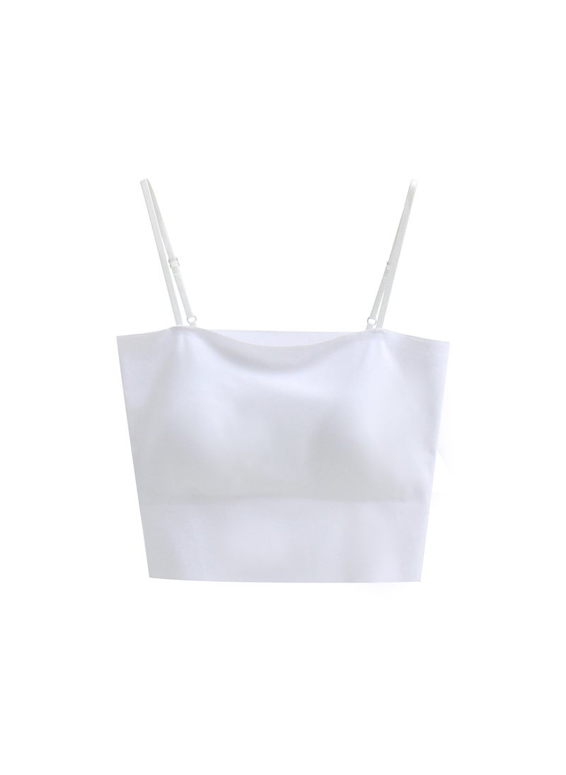 Generic - Seamless One-Piece Summer Sports Tube Top Vest Womens Underwear Air Fixed Cup Beautiful Back Comfortable No Walk Light Sporty Style White - Image 1