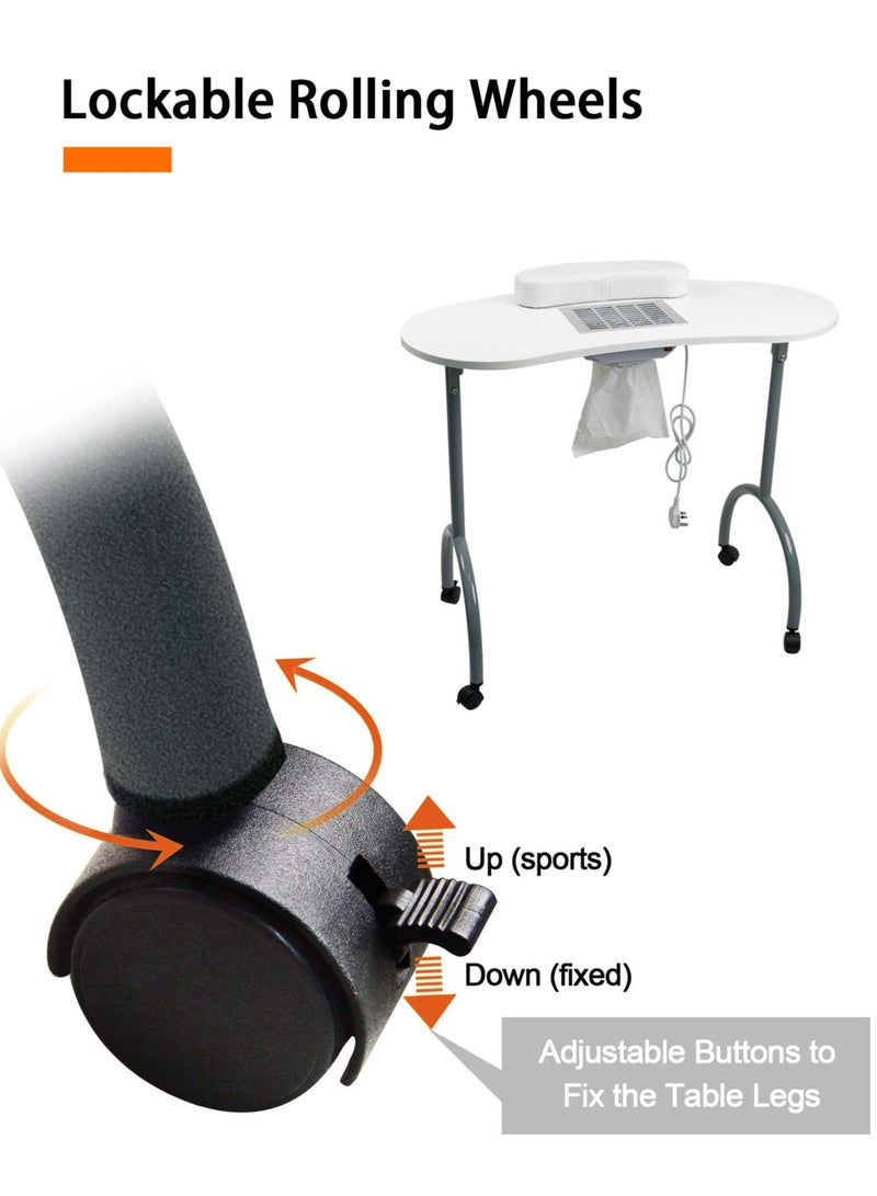 Meishida Manicure Table Foldable Nail Desk with Dust Collector and Storage Bag - Image 4