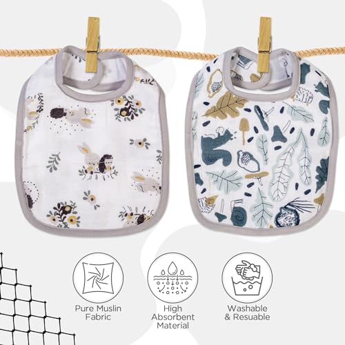 Mee Mee Muslin Pure Cotton Multi Layer Baby Bibs, Ultra Soft Skin Friendly Pure Cotton Baby Bibs |Bibs Set for 0-12 Month (Pack of 2) (Grey) - Image 4