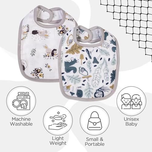 Mee Mee Muslin Pure Cotton Multi Layer Baby Bibs, Ultra Soft Skin Friendly Pure Cotton Baby Bibs |Bibs Set for 0-12 Month (Pack of 2) (Grey) - Image 3