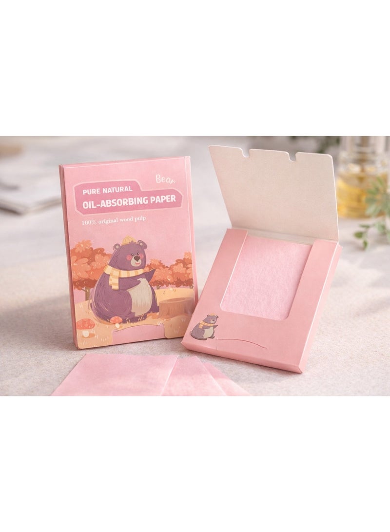 Bear-shaped oil-absorbing wipes for the face - Instant removal of oil and shine - Lightweight and easy to use - (100 pieces inside the pack) - Image 5