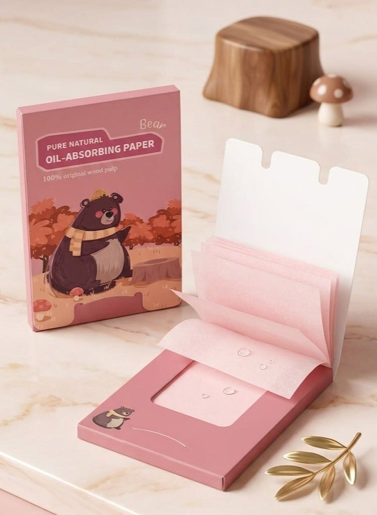 Bear-shaped oil-absorbing wipes for the face - Instant removal of oil and shine - Lightweight and easy to use - (100 pieces inside the pack) - Image 1