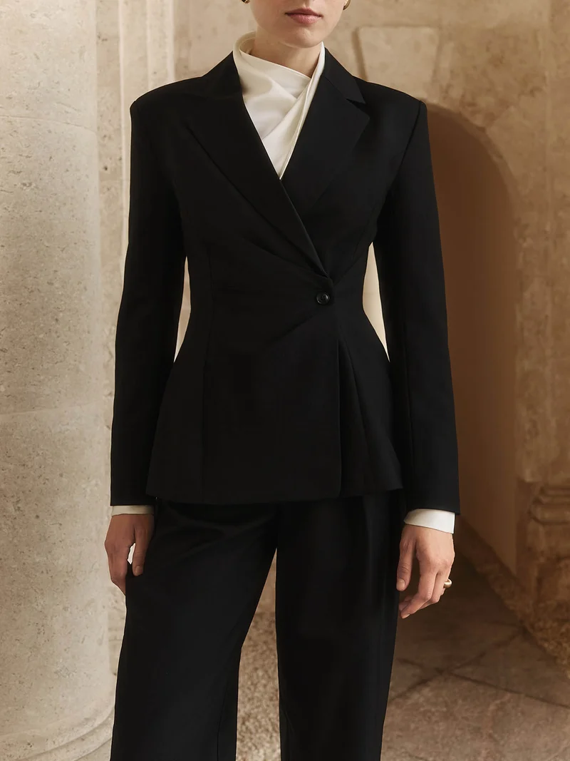 Lichi Flared jacket with asymmetrical button fastening