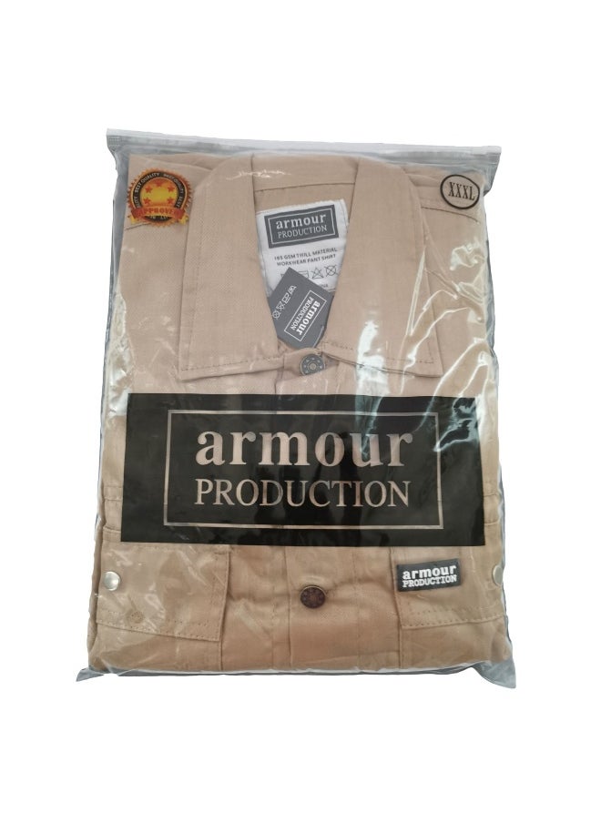 Armour Production AP 2-Piece Body Protection Suit - Khaki Color | Rugged Industrial Workwear | Durable PPE Safety Clothing for Construction & Hazardous Work Environments | Size-XL  - Image 1