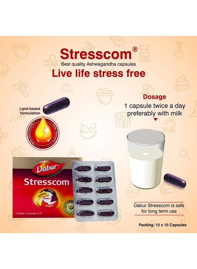 Dabur دابور ستريس كوم أشواغاندا - 120 كبسولة (10 كبسولات × 12 شريط)  - Image 5