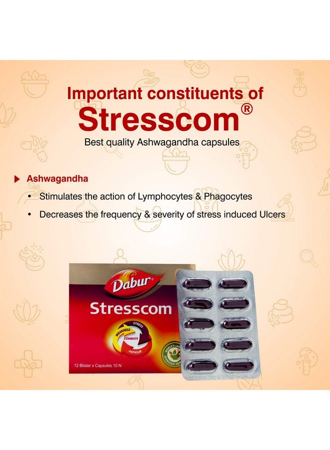 Dabur دابور ستريس كوم أشواغاندا - 120 كبسولة (10 كبسولات × 12 شريط)  - Image 4