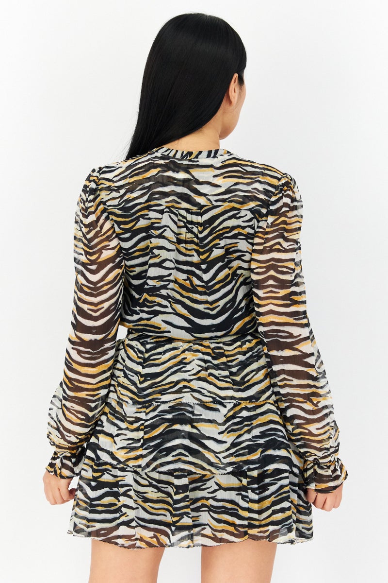 Pepe Jeans Women Abstract Print Mini Dress, Black Combo - Image 3