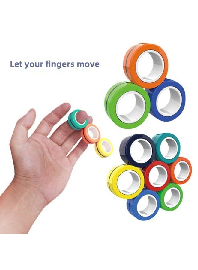 Decompression Toy Strange Magnetic Ring Ring Strong Magnetic Finger Fingertip Gyro Toy Decompression-Color:Upgraded Magnetic Sky Blue 3 Boxes  - Image 2