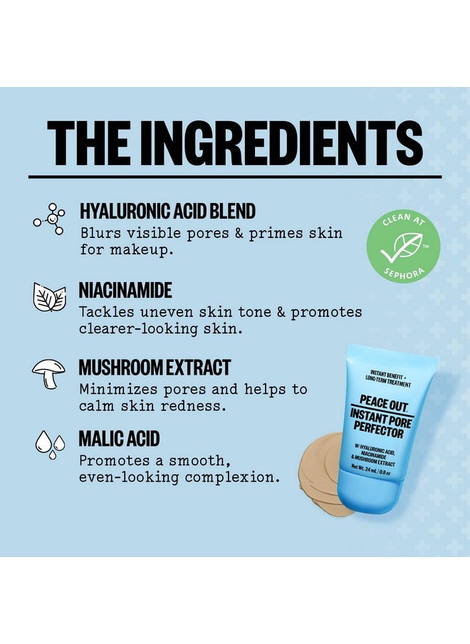 PEACE OUT - Skincare Instant Pore Perfector ; Skin Primer To Blur Pores Reduce Redness And Extend Makeup Wear ; Instant Filter Finish ; Hyaluronic Acid And Niacinamide ; Silicone Free (0.8 Oz) - Image 1