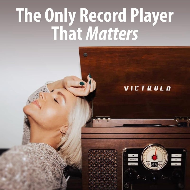 Victrola Hawthorne â€“ 3-Speed (33 1/3, 45, 78 RPM) Bluetooth Record Player with CD, Cassette, FM Radio, & Built-in Stereo Speakers, RCA Out & Aux in, Wireless Music Streaming (Espresso) - Image 5