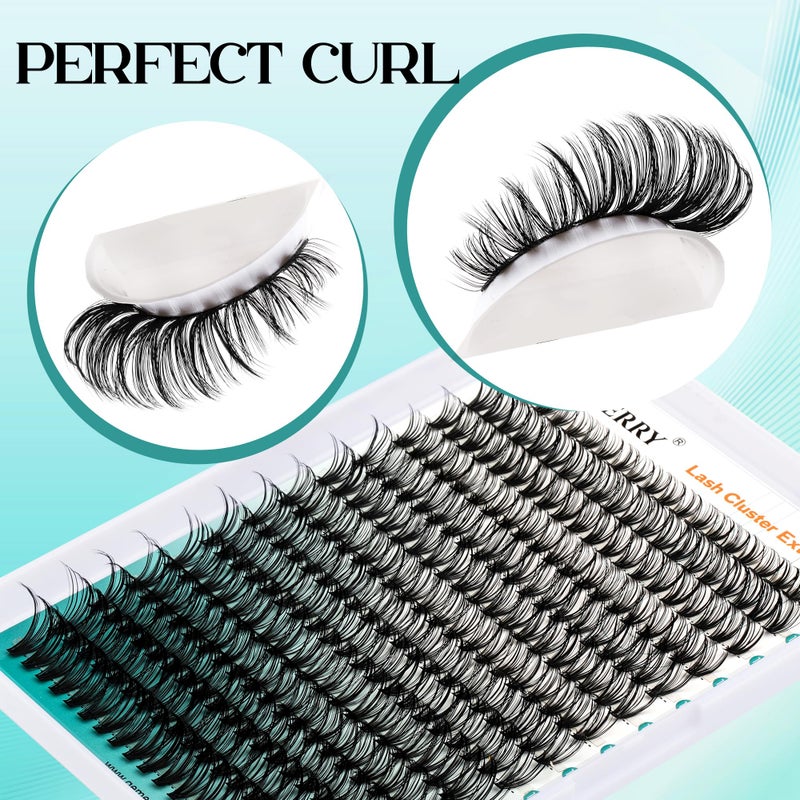 GEMERRY Eyelash Extension Kit Thick Curl Fluffy Clusters Kit With Lash Bond and Seal, Tweezers, DIY Lash Extension (80P-10-18mm) - Image 2