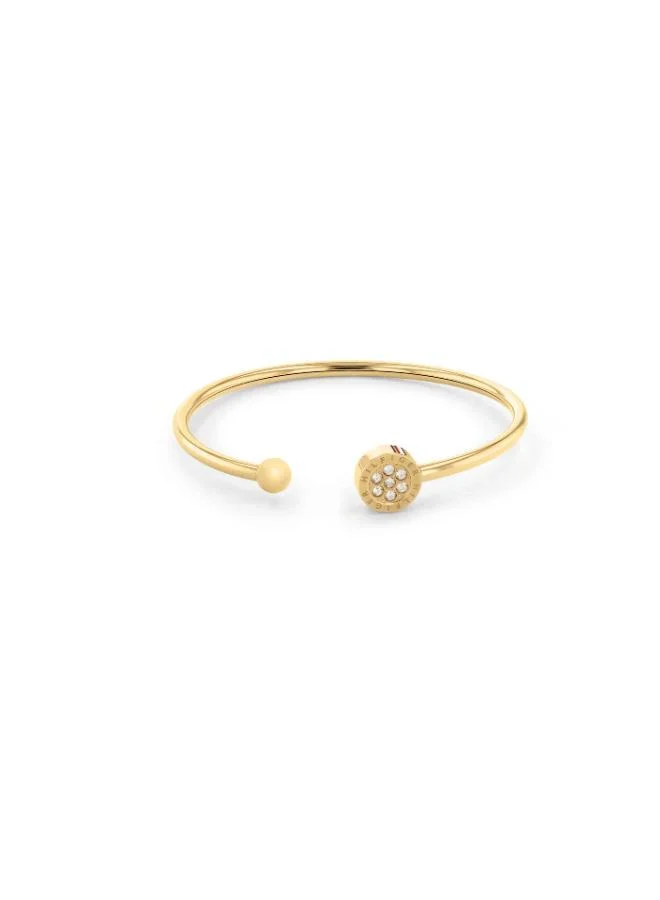 Tommy Hilfiger  Womens Yellow Gold Open Bangle Bracelet Embellished With Crystals - 2780571 for Women | Best Price UAE