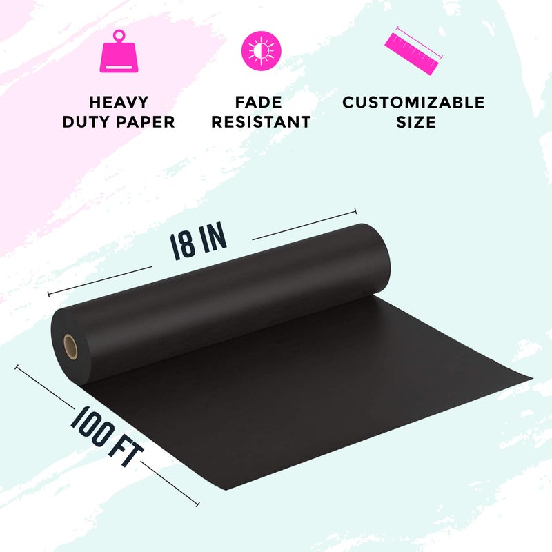 Bryco Goods Black Kraft Paper Roll - 18 Inch x 100 Feet - Ideal for Packing, Shipping, Arts & Crafts, Poster, Bulletin Board, Decorations, Bouquet, Gift Wrapping - Made in The USA - Image 3