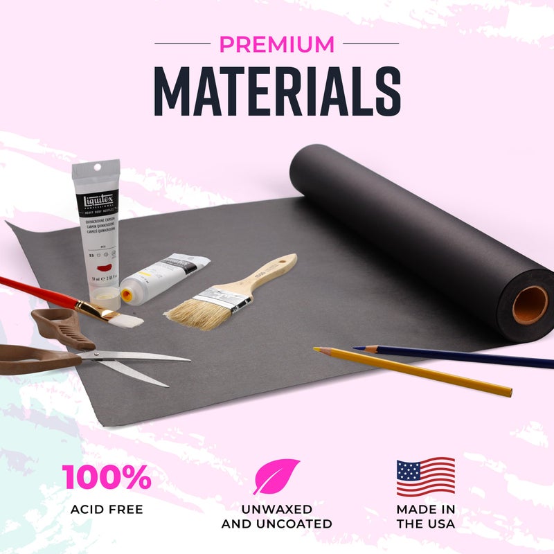 Bryco Goods Black Kraft Paper Roll - 18 Inch x 100 Feet - Ideal for Packing, Shipping, Arts & Crafts, Poster, Bulletin Board, Decorations, Bouquet, Gift Wrapping - Made in The USA - Image 2