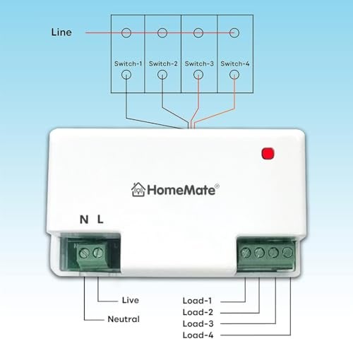 Home Mate HomeMate WiFi 4 Node Smart Switch | No Hub Required | Retro Fit with Manual Control | Home Automation | Works with Amazon Alexa, Google Assistant & Siri - Image 3
