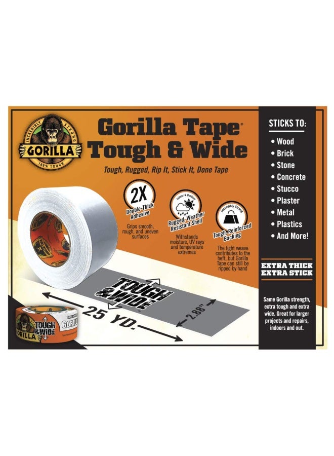 Gorilla Tough & Wide Duct Tape 2.88 X 25 Yd White Pack Of 1 - Image 2