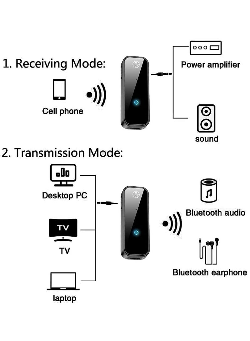 شابية محول صوت لاسلكي صغير محمول 3.5 ملم للمنزل والسيارة والكمبيوتر والموسيقى وسماعات الرأس ومكبرات الصوت 2 في 1 بتقنية بلوتوث 5.0 - Image 5