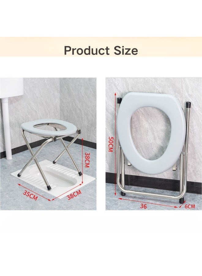 McDou Folding Toilet Chair, Portable Toilet Stool, Movable Toilet Stool, Emergency Toilet Chair with Soft Seat for The Elderly, Pregnant Women and Disabled People - Image 3