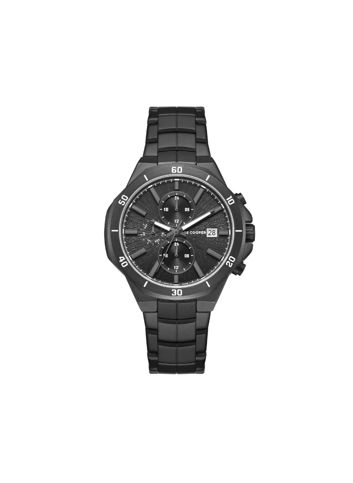 لي كوبر Men's Multi Function Display Watch With Black Metal Strap - LC08087.660