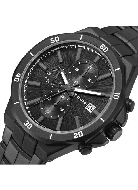 Men's Multi Function Display Watch With Black Metal Strap - LC08087.660