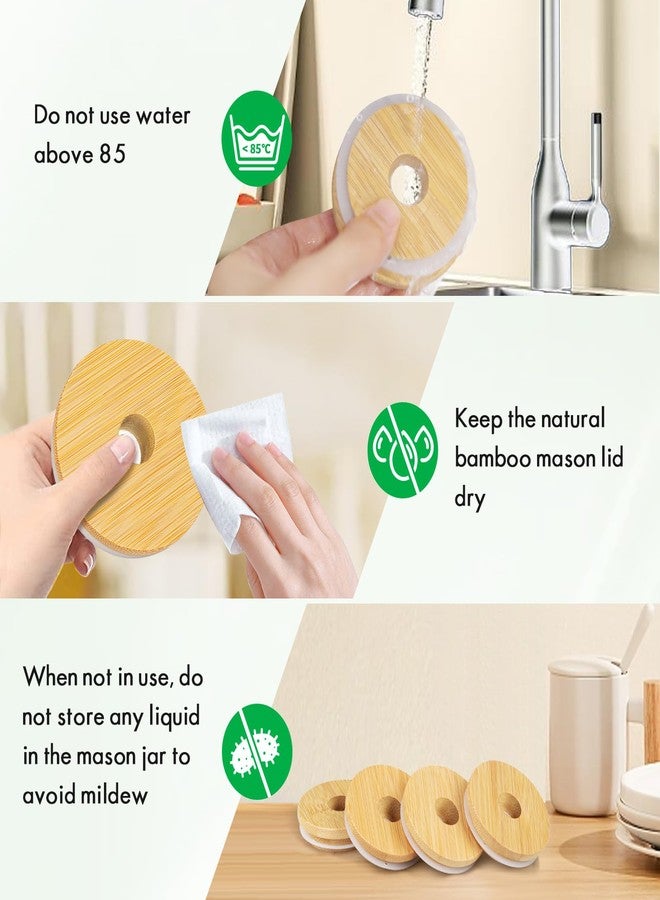 SBMKK Regular Mouth Mason Jar Lids with Straw Hole, Bamboo Jar Lid 70MM Reusable (only lids) - Image 3