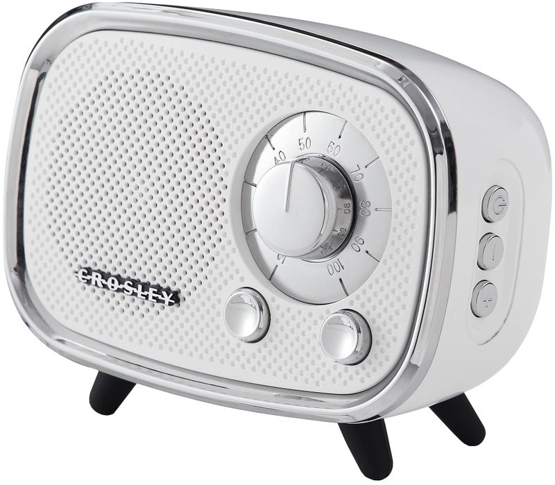 Crosley CR3039A-WH Rondo Retro Portable Rechargeable Bluetooth Speaker, White - Image 1
