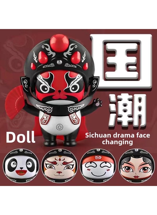 Guochao Sichuan Opera Panda Face-changing Doll Chinese Style Face-changing Children's Doll Doll Gift-giving Souvenir Toy-Color:Sichuan Drama Turns Face Red  - Image 1