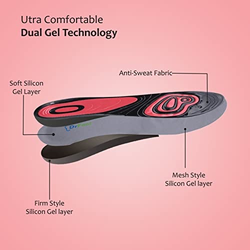 Dr.Foot Dr Foot Gel Insole for Shoes | Flat Feet Arch Support | Women and Men | Silicone Shoe Cushion | All Day Comfort | Dual Gel Technology - Image 4