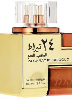 Lattafa Perfumes Lattafa 24 Carat Pure Gold for Unisex Eau de Parfum Spray, 3.4 Ounce 