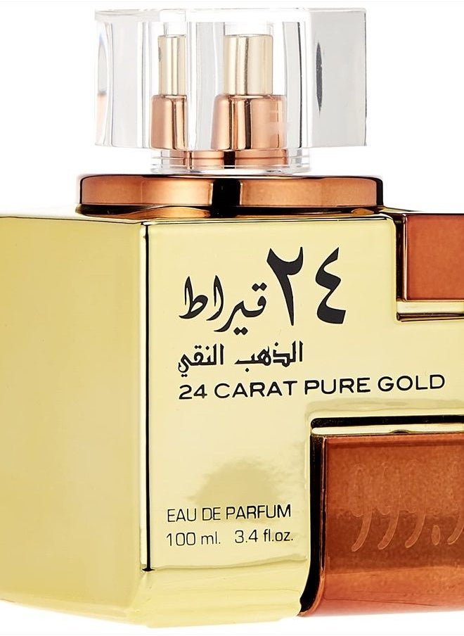 Lattafa Perfumes Lattafa 24 Carat Pure Gold for Unisex Eau de Parfum Spray, 3.4 Ounce 