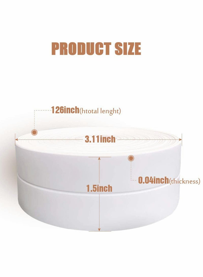 Suntown Caulk Strip Tape 2 Rolls PE Self-Adhesive Decorative Sealing Tape, Used for Kitchen Sink Toilet Bathroom Bathtub Floor Wall Edge Protector 10.5 Feet - Image 5