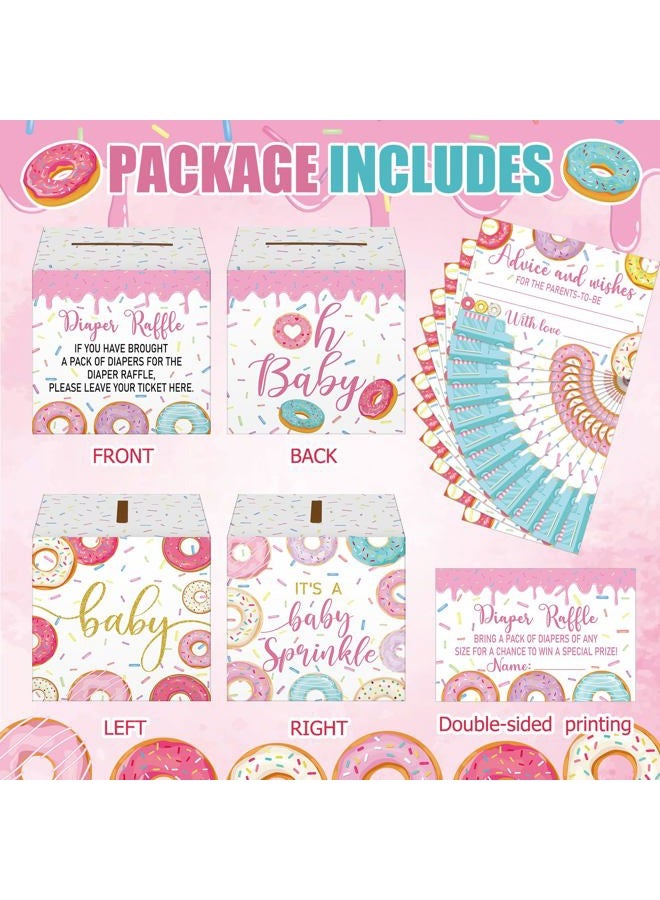 Teling 51 Pieces Diaper Raffle Tickets with Card Box Baby Shower Decorations Baby Shower Holder Box for Girl Boy Diaper Raffle Party(Donut Infant Sprinkle Decorations) - Image 4