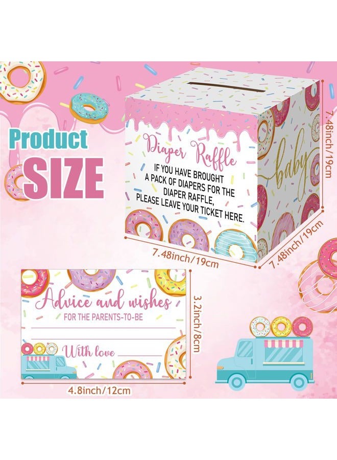 Teling 51 Pieces Diaper Raffle Tickets with Card Box Baby Shower Decorations Baby Shower Holder Box for Girl Boy Diaper Raffle Party(Donut Infant Sprinkle Decorations) - Image 3