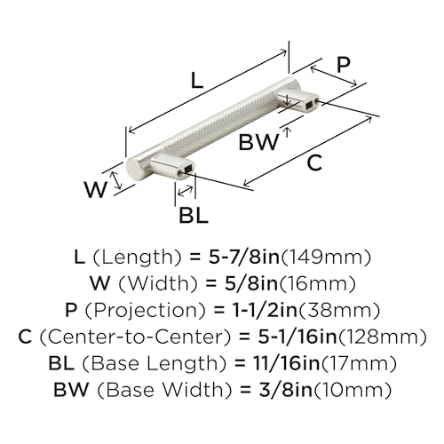 Amerock | Kitchen Cabinet Pull | Satin Nickel | 5-1/16 in (128 mm) Center-to-Center | Bronx | 1 Pack | Furniture Hardware | Cabinet Handle | Bathroom Drawer Pull - Image 4
