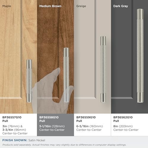 Amerock | Kitchen Cabinet Pull | Satin Nickel | 5-1/16 in (128 mm) Center-to-Center | Bronx | 1 Pack | Furniture Hardware | Cabinet Handle | Bathroom Drawer Pull - Image 3