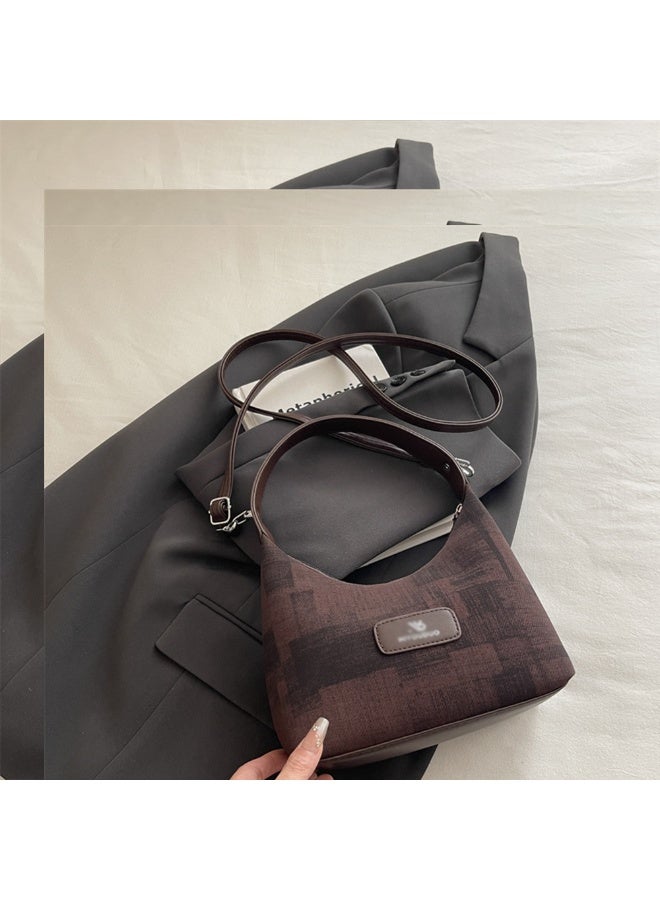 Patchwork Plaid Fabric Underarm Hobo Shoulder Bag Light Color PU Trim Detachable Metal Chain Strap Brand Leather Label Zipper Closure Medium Capacity Handbag For Daily Commute Campus Shopping Fresh Sweet Outfits - Image 1