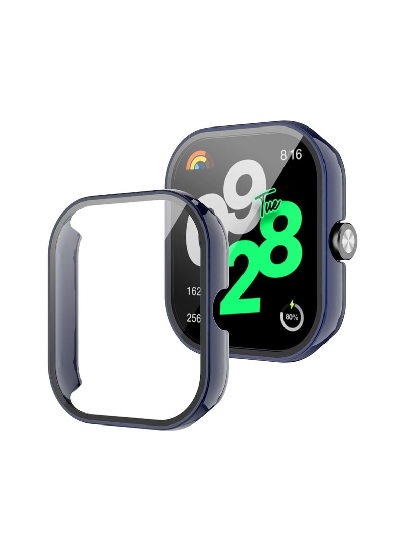 Screen Protector Case for Xiaomi Redmi Watch 4 Smartwatch, Hard PC Bumper & Tempered Glass Film Replacement Accessories for Redmi Watch 4 (Blue)