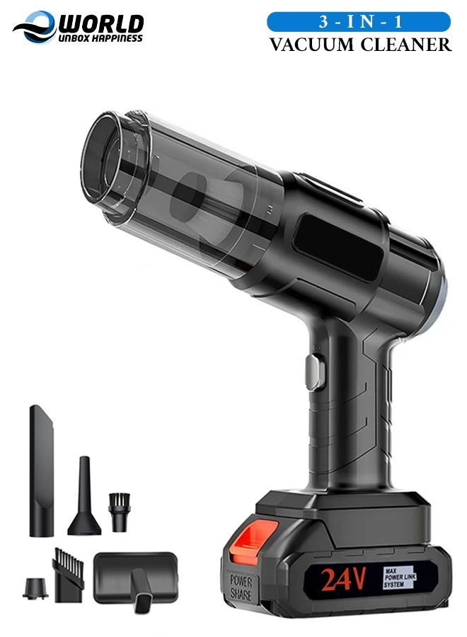 إي وورلد مكنسة سيارة محمولة لاسلكية عالية الأداء 48Vf – مكنسة كهربائية يدوية متعددة الوظائف 3 في 1 مع منفاخ ومضخة هواء، فلتر HEPA قابل للغسل، تصميم مدمج مثالي للمنزل، السيارة والمكتب - Image 1