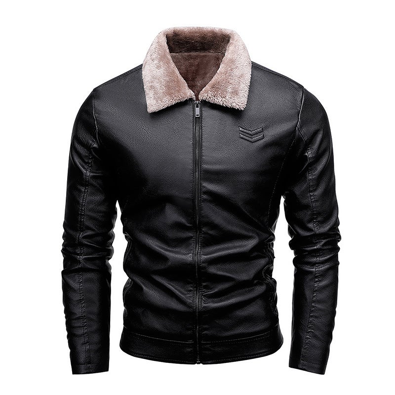 Men'S Leather Jacket 2023 Autumn New Fur One Plus Velvet Coat Youth Leather Jacket Coat Men - Image 4
