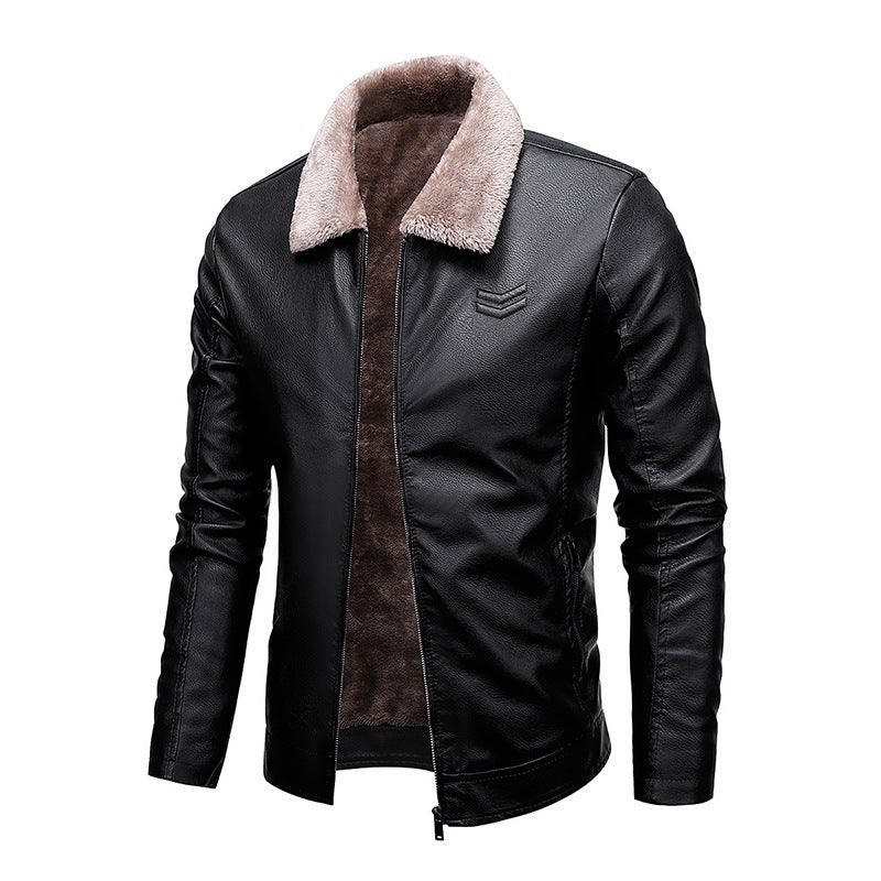 Men'S Leather Jacket 2023 Autumn New Fur One Plus Velvet Coat Youth Leather Jacket Coat Men - Image 5