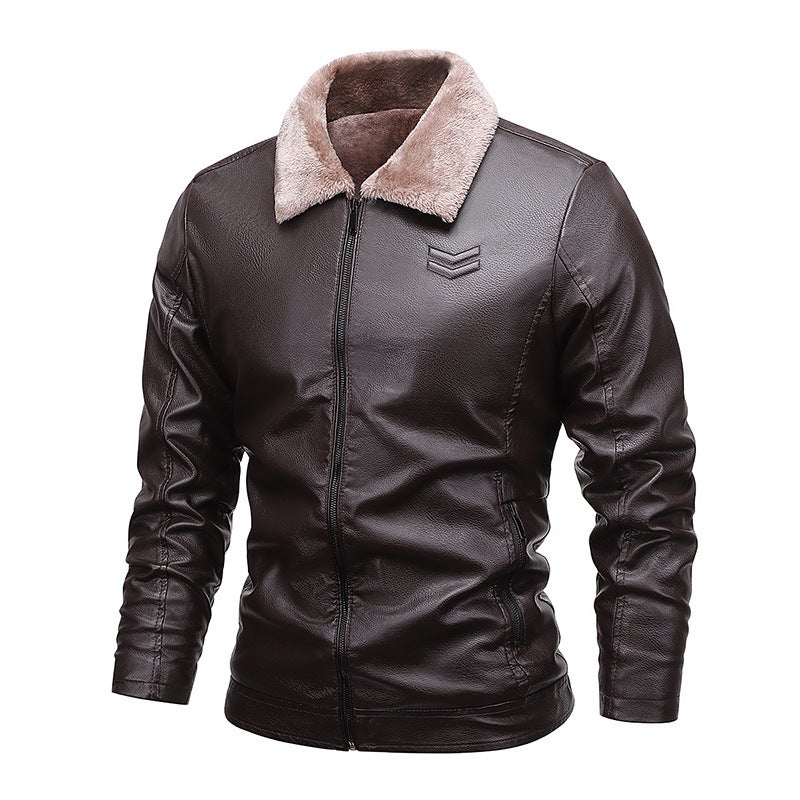 Men'S Leather Jacket 2023 Autumn New Fur One Plus Velvet Coat Youth Leather Jacket Coat Men - Image 3