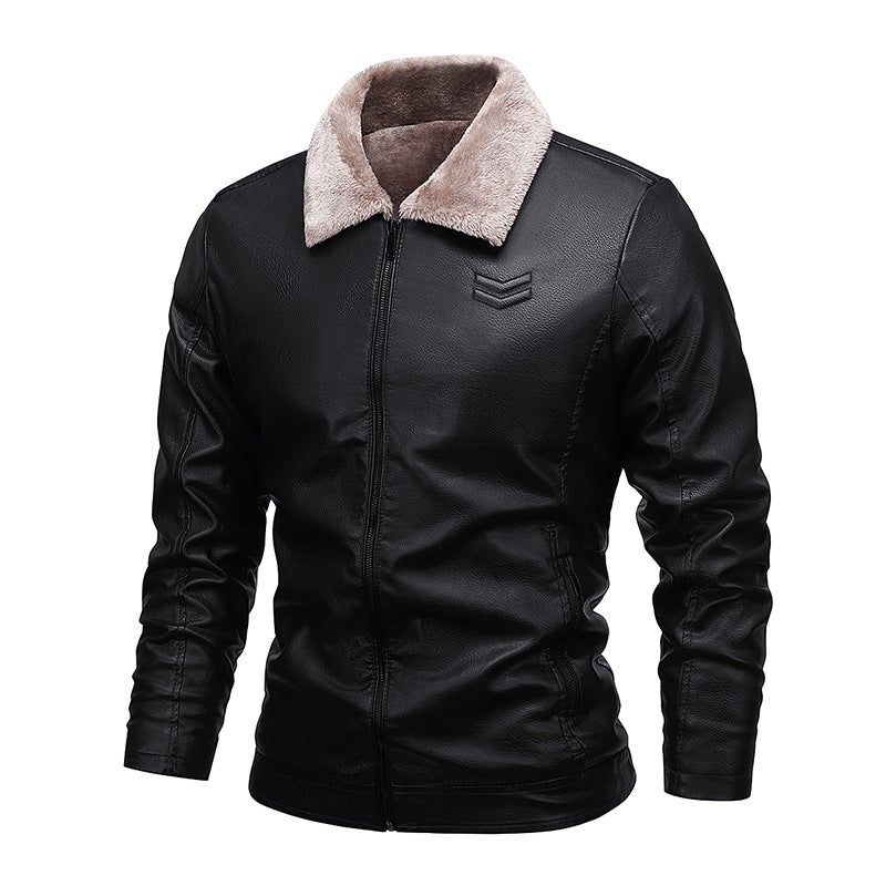 Men'S Leather Jacket 2023 Autumn New Fur One Plus Velvet Coat Youth Leather Jacket Coat Men - Image 1