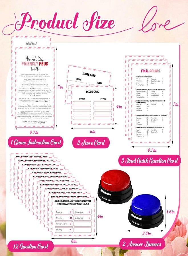 Simgoing Mother's Day Friendly Feud Quiz with Answer Buzzer, Friendly Feud Game for Adults,Mothers Day Decorations,Trivia Quiz Game Night for Mom Family Activity Wedding Baby Shower - Image 4