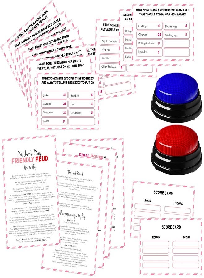 Simgoing Mother's Day Friendly Feud Quiz with Answer Buzzer, Friendly Feud Game for Adults,Mothers Day Decorations,Trivia Quiz Game Night for Mom Family Activity Wedding Baby Shower - Image 1