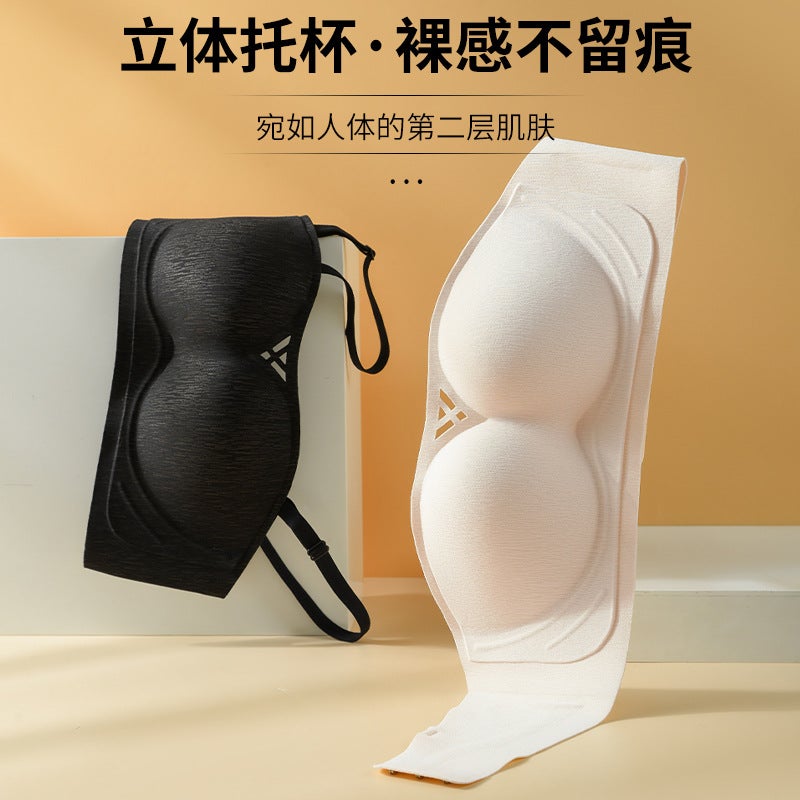 Non-slip strapless jelly strip underwear small chest push-up special anti-exposure tube top seamless invisible bra for women - Image 4