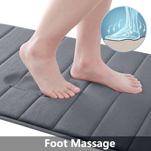 Buganda Memory Foam Bath Mat, 70" x 24", Ultra Soft and Non-Slip Bathroom Rugs, Water Absorbent and Machine Washable Bath Rug Runner for Bathroom, Shower, and Tub, Dark Grey - Image 2