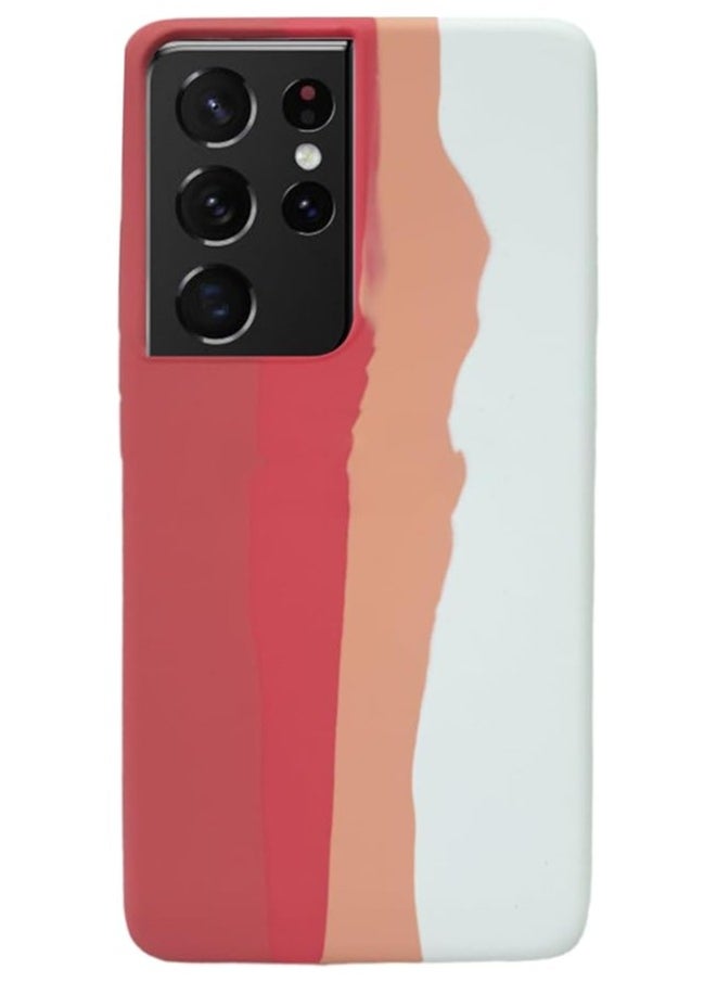 Generic Luxury Colorful Silicone Phone Cover for Samsung Galaxy S21 Ultra (Orange @ White) 