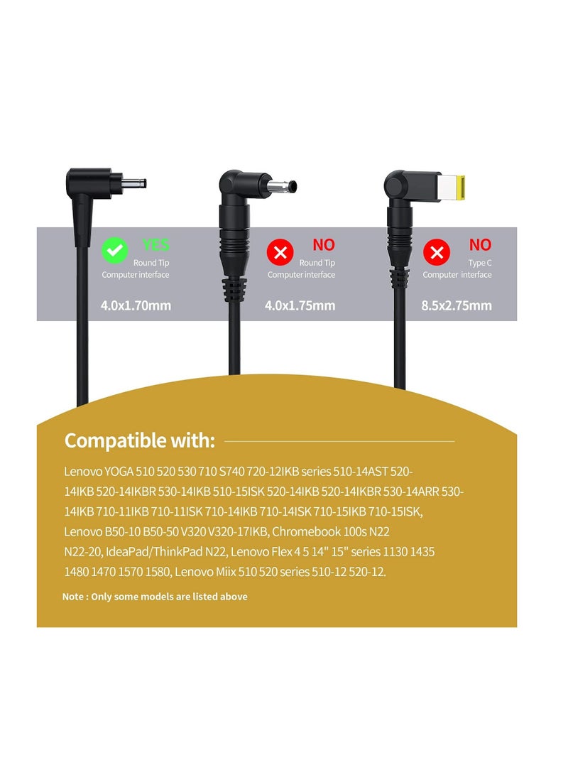 Anmi 20V 3.25A 65W 45W Laptop Charger Replacement for Lenovo IdeaPad 320 310 320S 330 330s 100 110 110S 120S 330S-15IKB Yoga 520 530, IdeaPad Flex 3 4 5 6 ADL45WCD Power Supply Adapter Cord (4.0 * 1.7 mm) - Image 3