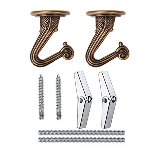bnafes 2 Sets Metal Ceiling Hooks, Heavy Duty Swag Ceiling Hooks with Hardware for Hanging Plants/Chandeliers/Wind Chimes/Ornament (Bronze Color) - Image 1
